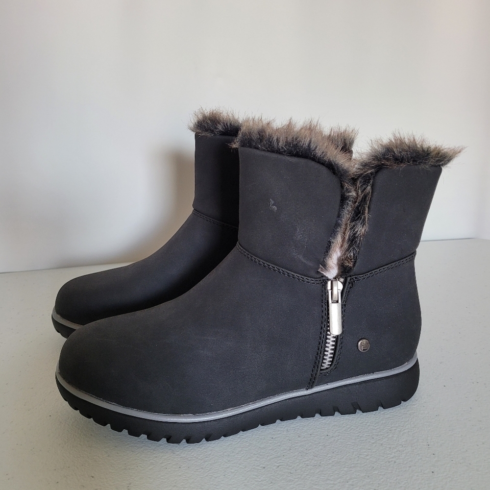 **FINAL SALE** London Fog Collection Black Nubuck Faux Fur Lined Ankle Booties